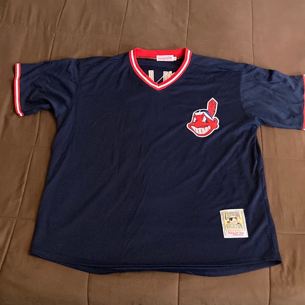 Cleveland INDIANS “CHIEF WAHOO” 2XL Batters Jersey! Factory Defect/ STITCHED!!